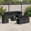 vidaXL Salon de jardin 9 pcs avec coussins noir r&eacute;sine tress&eacute;e