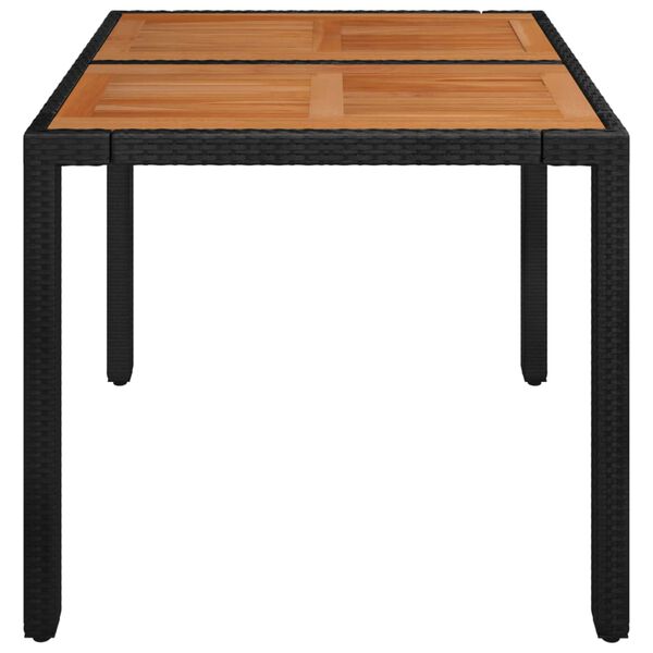 vidaXL Table de jardin dessus en bois Noir 90x90x75 cm Résine tressée