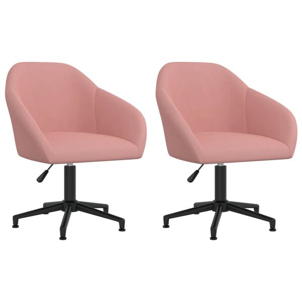 vidaXL Chaises pivotantes &agrave; manger lot de 2 rose velours