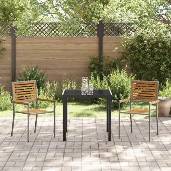 vidaXL Chaises empilables de jardin 2 pcs Marron et gris