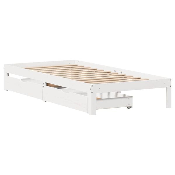 vidaXL Cadre de lit avec tiroirs sans matelas blanc 75x190 cm