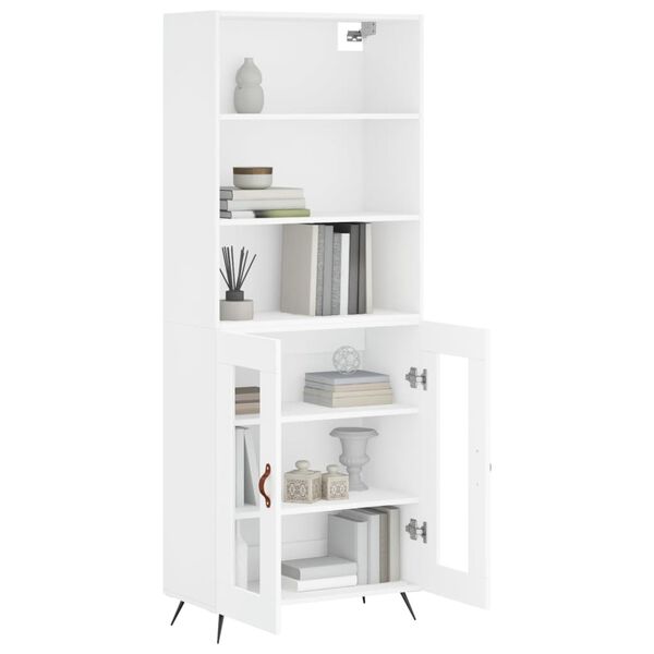 vidaXL Buffet haut Blanc 69,5x34x180 cm Bois d'ing&eacute;nierie