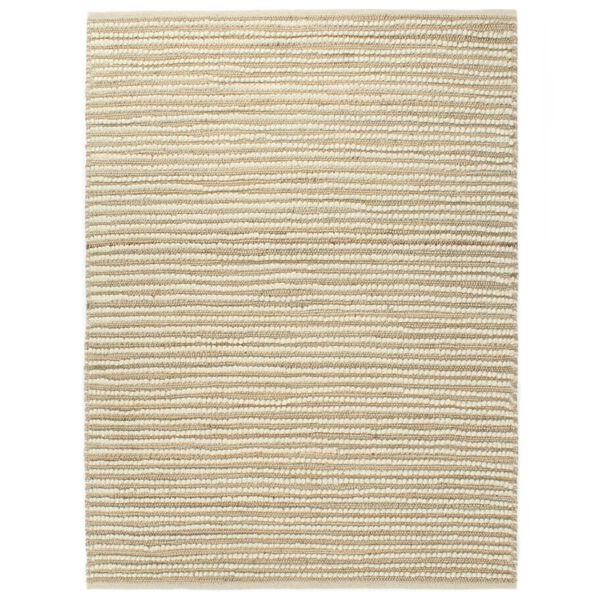 vidaXL Tapis Laine et chanvre 140 x 200 cm Naturel/Blanc