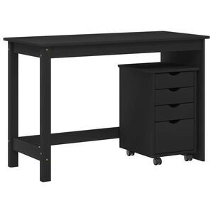 vidaXL Ensemble bureau et armoire 2 pc Noir Bois de pin massif