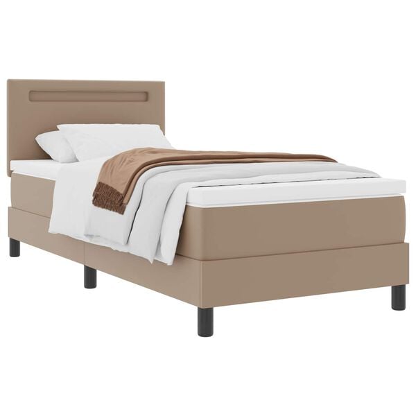 vidaXL Lit &agrave; ressorts avec matelas Cappuccino 90 x 190 cm Simili cuir