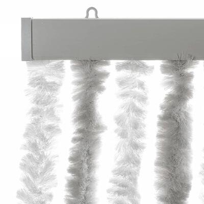 vidaXL Rideau anti-mouches gris clair et blanc 90x200 cm chenille