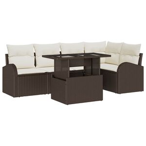 vidaXL Ensemble de canap&eacute; de jardin 6 pc 5-Nombre de places Marron