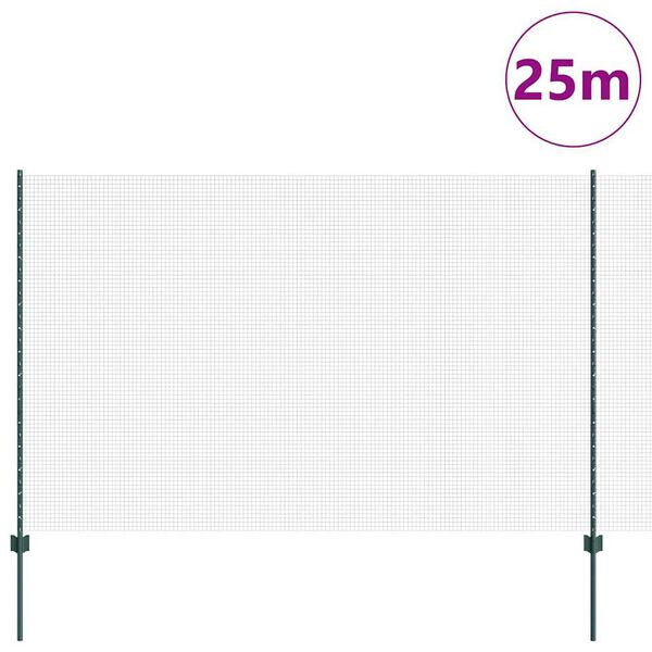 vidaXL Clôture avec poteau Vert 1,6 x 25 m Acier et PVC