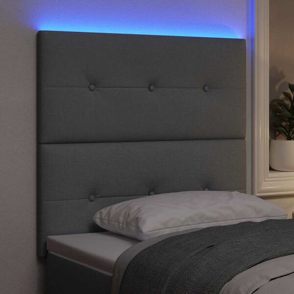 vidaXL T&ecirc;te de lit LED avec bandes LED Gris clair 90 cm tissu