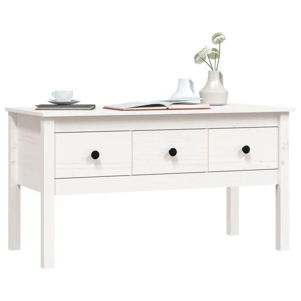 vidaXL Table basse Blanc 102x49x55 cm Bois massif de pin