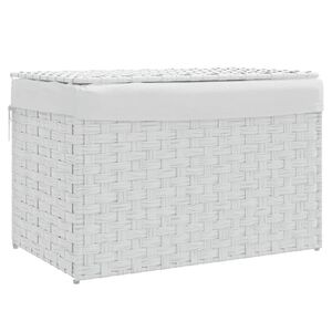 vidaXL Panier &agrave; linge avec couvercle blanc 55,5x35x34cm r&eacute;sine tress&eacute;e