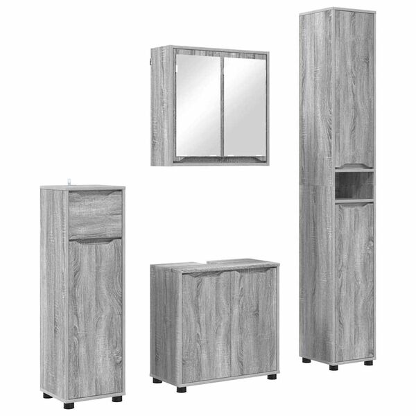 vidaXL Ensemble de mobilier de salle de bain 4 pcs Gris Sonoma