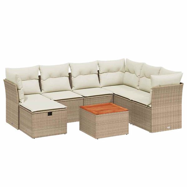 vidaXL Salon de jardin avec coussins 8 pcs beige résine tressée