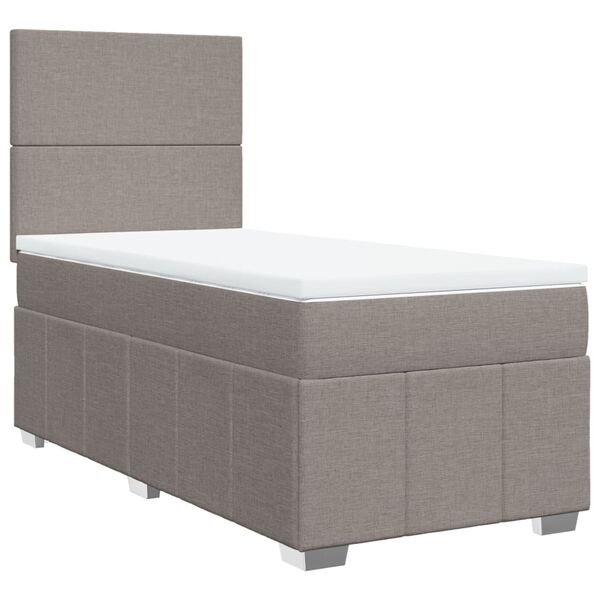 vidaXL Sommier &agrave; lattes de lit avec matelas Taupe 100x200 cm Tissu