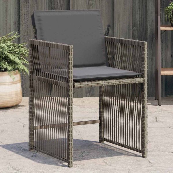 vidaXL Chaises de jardin avec coussins lot de 4 gris r&eacute;sine tress&eacute;e
