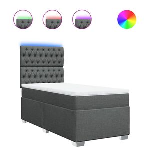 vidaXL Sommier &agrave; lattes de lit avec matelas Gris fonc&eacute; 80x200 cm Tissu