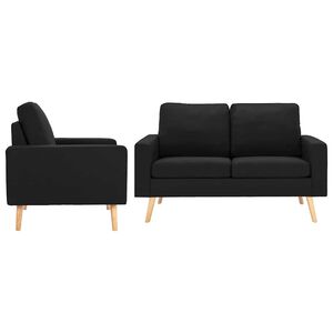 vidaXL Ensemble de canap&eacute;s 2 pcs Tissu Noir