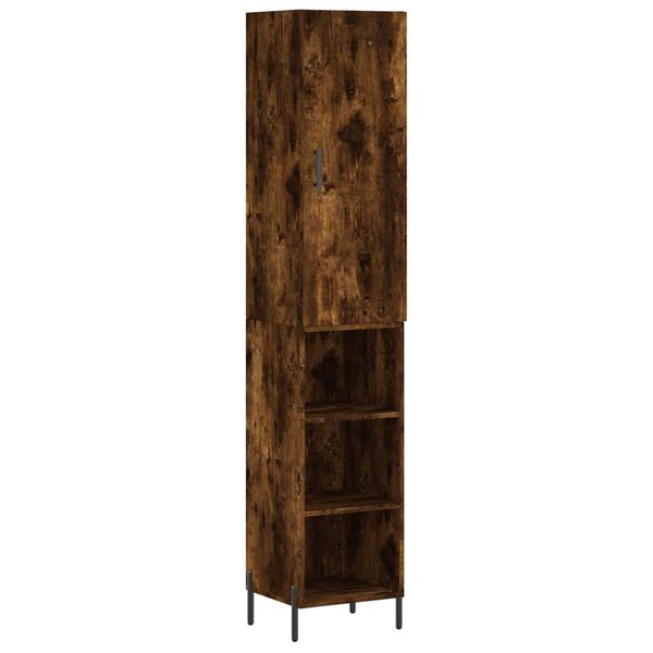 vidaXL Buffet haut Ch&ecirc;ne fum&eacute; 34,5x34x180 cm Bois d'ing&eacute;nierie