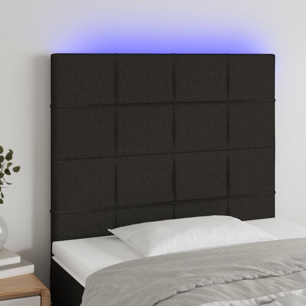 vidaXL T&ecirc;te de lit &agrave; LED Noir 100x5x118/128 cm Tissu
