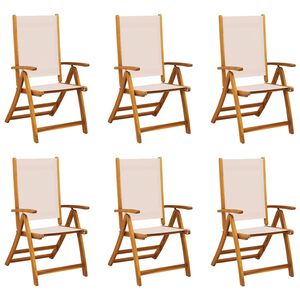 vidaXL Chaises pliables de jardin lot de 6 bois d'acacia et textil&egrave;ne