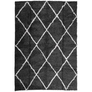 vidaXL Tapis shaggy &agrave; poils longs moderne noir et cr&egrave;me 120x170 cm