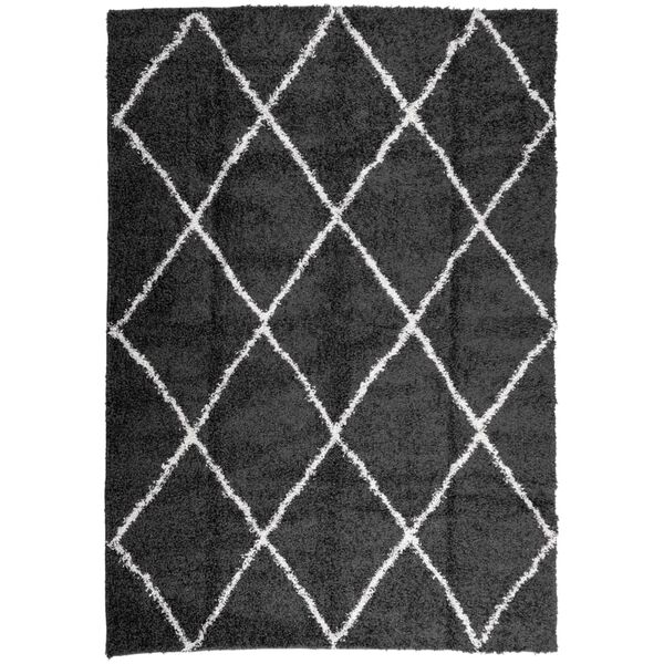 vidaXL Tapis shaggy &agrave; poils longs moderne noir et cr&egrave;me 120x170 cm