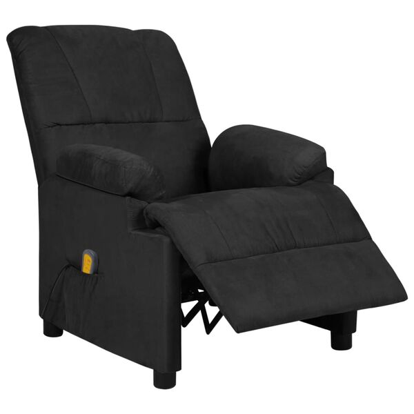 vidaXL Fauteuil de massage Noir Similicuir daim