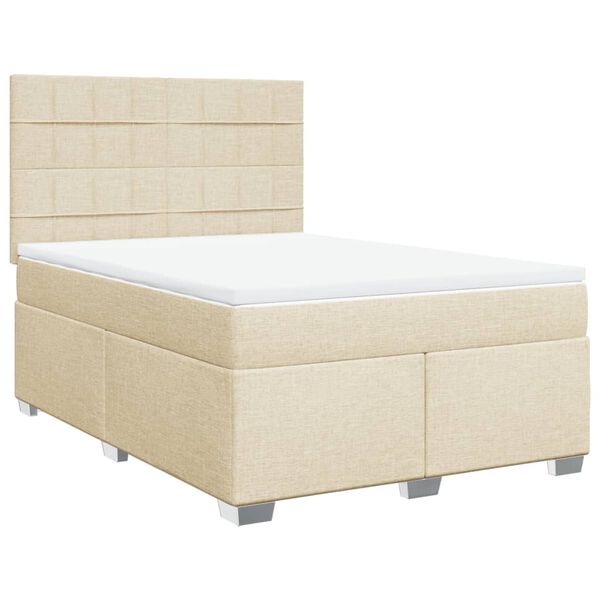 vidaXL Sommier &agrave; lattes de lit avec matelas Cr&egrave;me 160x200 cm Tissu