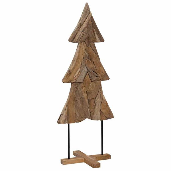vidaXL Sapin de No&euml;l avec support Marron 151 cm Bois de teck solide