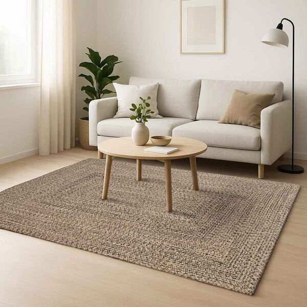 vidaXL Tapis de surface Carr&eacute; Naturel et Noir 160 x 160 cm Jute