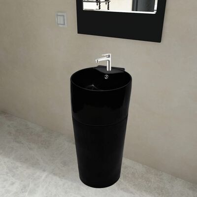 vidaXL Vasque à trou de trop-plein/robinet céramique de salle de bain