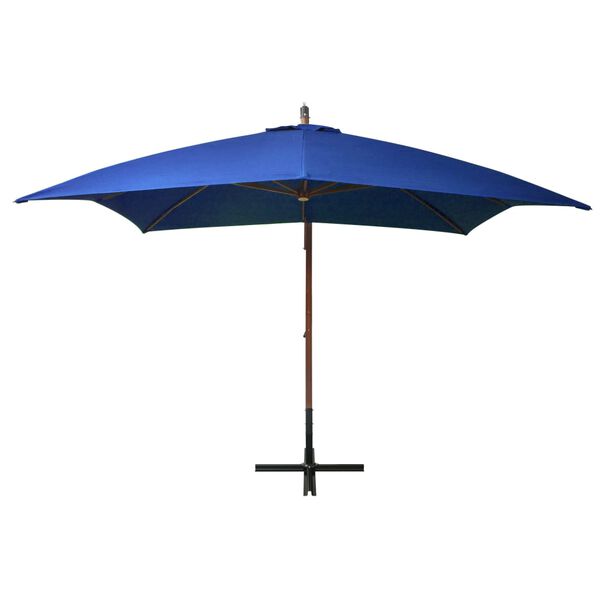 vidaXL Parasol de jardin suspendu avec mât bleu azuré bois de sapin