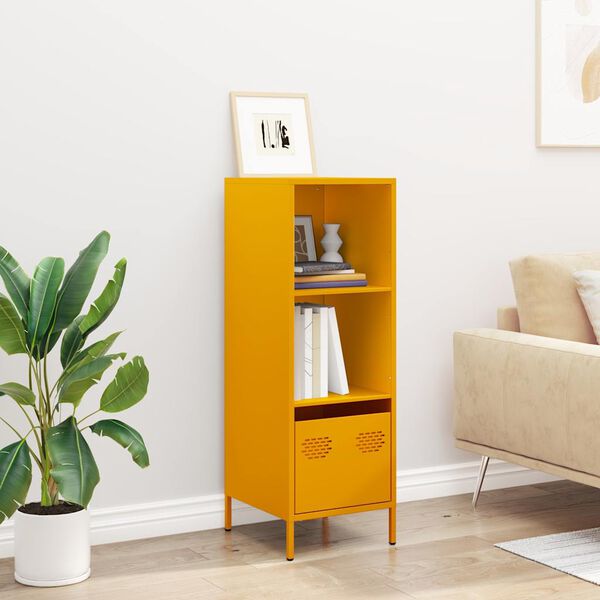 vidaXL Buffet haut jaune moutarde 35x39x103,5 cm acier