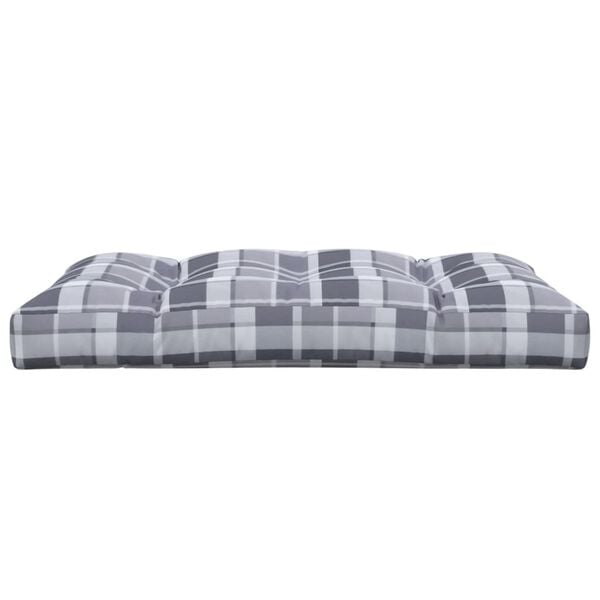 vidaXL Coussin de palette motif &agrave; carreaux gris 120x80x12 cm tissu