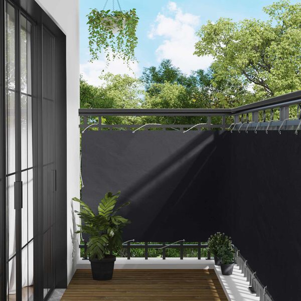 vidaXL &Eacute;cran de balcon Noir 120 x 200 cm Oxford alu enduit de PU