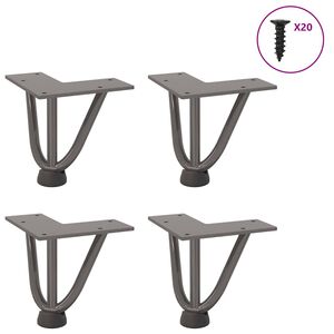 vidaXL Pieds en &eacute;pingle &agrave; cheveux pour table basse 4 pi&egrave;ces Acier naturel 10 cm Acier massif