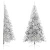 vidaXL Demi sapin de No&euml;l artificiel avec support argent&eacute; 240 cm PET
