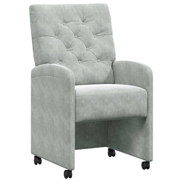 vidaXL Chaises de Salle &agrave; Manger avec Roues 2 pcs Gris clair Velours