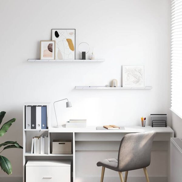 vidaXL &Eacute;tag&egrave;re Murale avec &eacute;tag&egrave;re 2 pcs Marbre blanc 100 x 9 x 3 cm