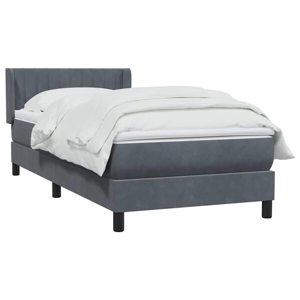 vidaXL Sommier &agrave; lattes de lit et matelas gris fonc&eacute; 90x210 cm velours
