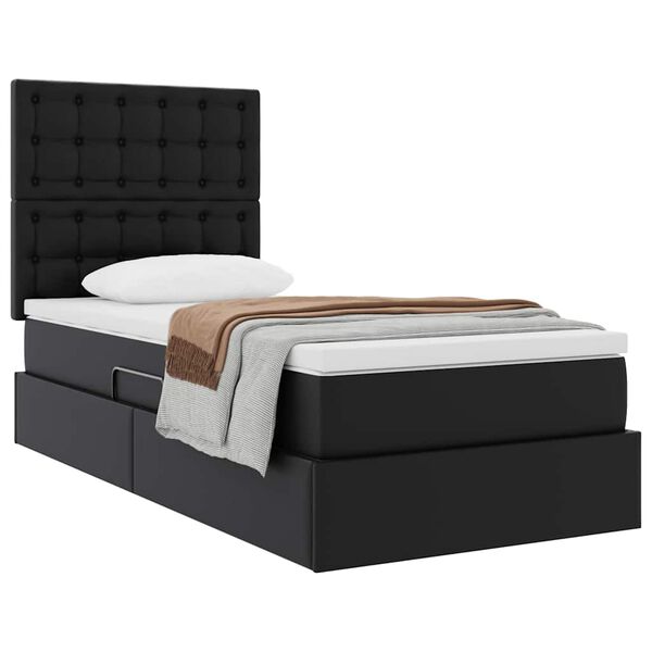 vidaXL Lit de Rangement Noir 100 x 200 cm Cuir synth&eacute;tique