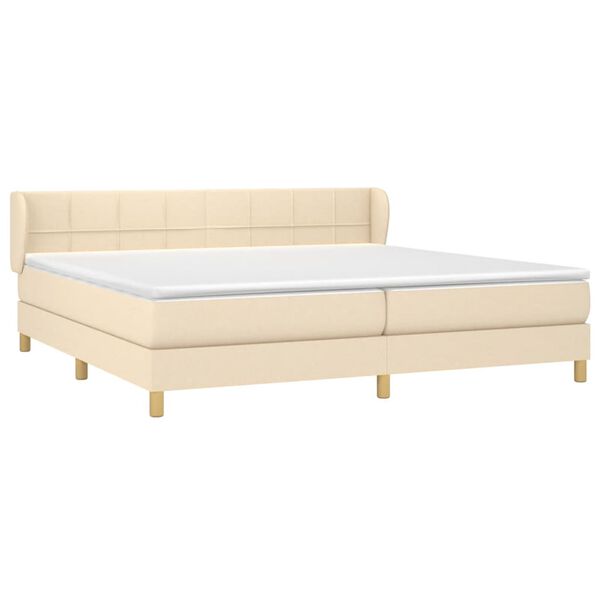 vidaXL Sommier &agrave; lattes de lit avec matelas Cr&egrave;me 200x200 cm Tissu
