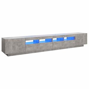 vidaXL Meuble TV avec lumi&egrave;res LED Gris b&eacute;ton 260x35x40 cm