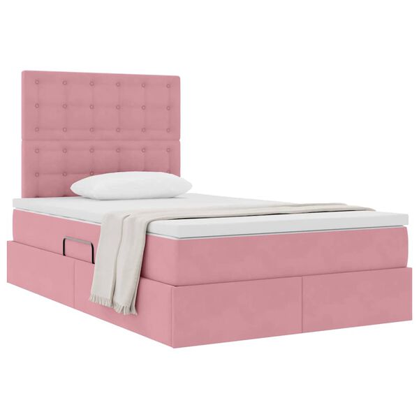 vidaXL Lit avec rangement et matelas Rose 120 x 200 cm Velours
