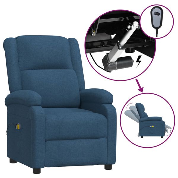 vidaXL Fauteuil électrique de massage Bleu Tissu