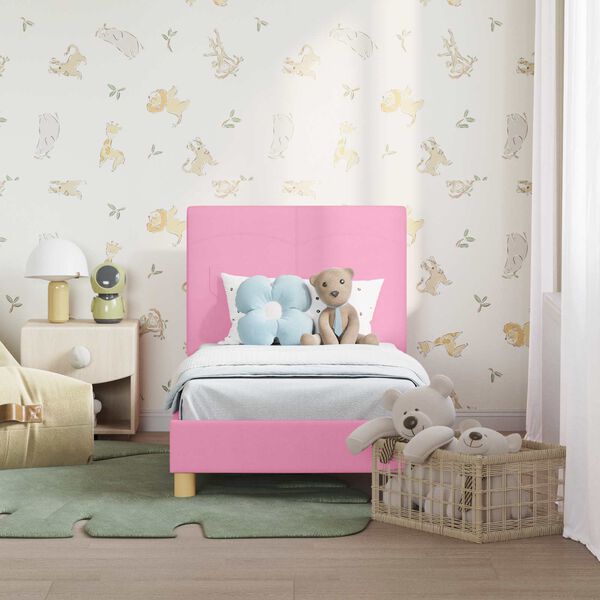 vidaXL Cadre de lit pour tout-petit avec tête de lit Rose 70 x 140 cm