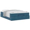 vidaXL Cadre de lit ottoman avec matelas bleu fonc&eacute; 140x190 cm velours