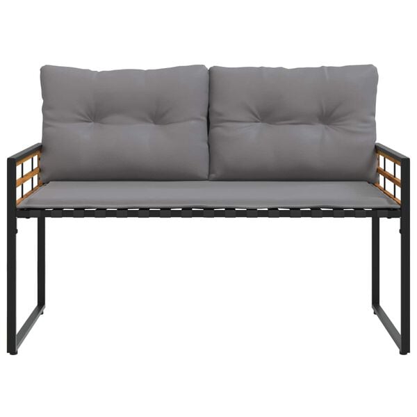 vidaXL Banc à couches en bois avec coussin Gris clair 114 x 55 x 77 cm