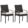 vidaXL Chaises de jardin avec coussin 2 pcs Noir et blanc cr&egrave;me
