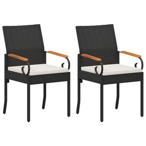 vidaXL Chaises de jardin avec coussin 2 pcs Noir et blanc cr&egrave;me